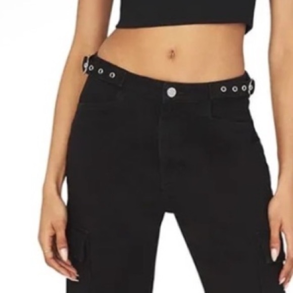 WeWoreWhat Utility Straight Black Cargo Jeans - Picture 5 of 7